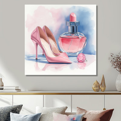 High Heels And Perfume Still Life - Accessoires de mode, décoration murale en métal, impression de métal glam