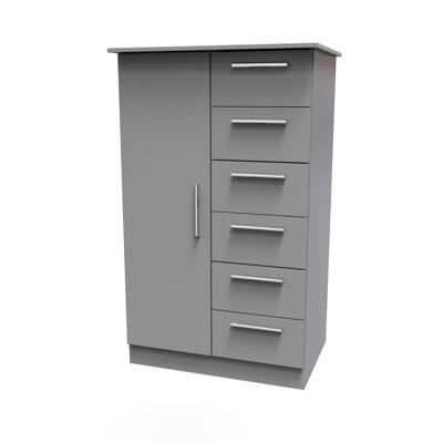 Contrast 1 Door 5 Drawer Kids Robe in Dusk Grey (Ready Assembled)