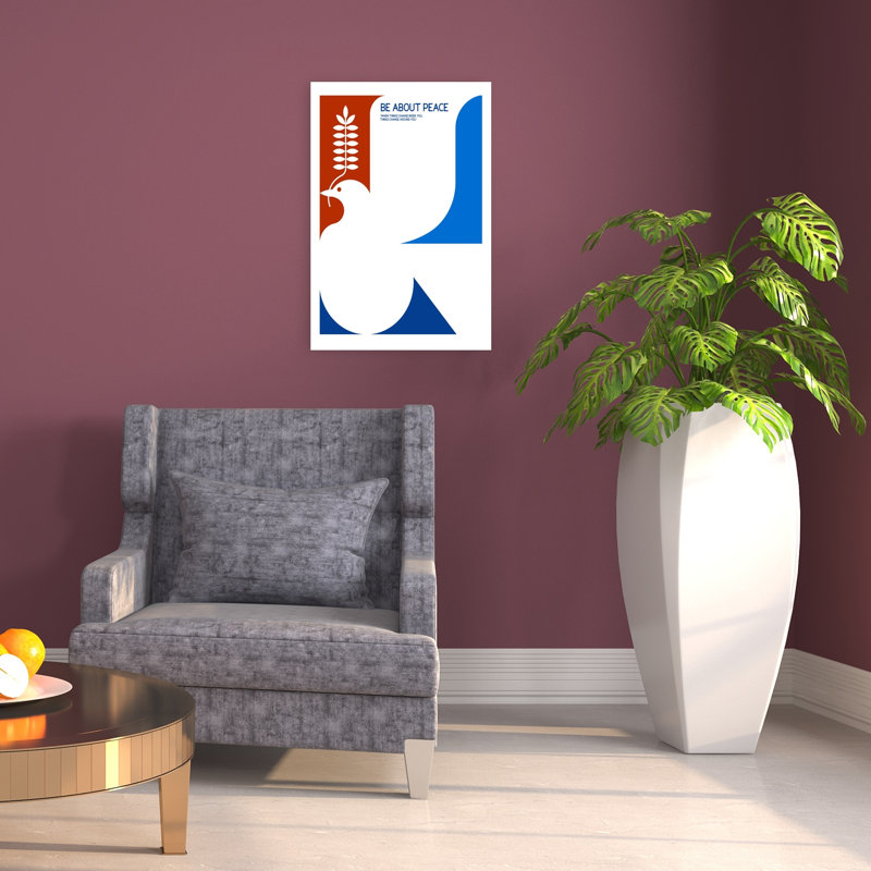 Colombe de la paix, symbole de paix, affiche murale abstraite contemporaine d'oiseau, H 24 po x l 16 po