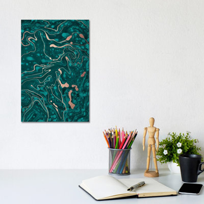 Green Marbling by Nancy Mckenzie - Wrapped Canvas Print