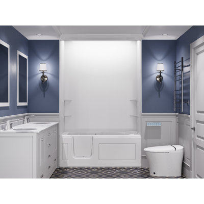 Tub'n Wall Series 30" x 60" Left Side Drain Soaker Bathtub in White with Matching Smooth Shower Wall Kit