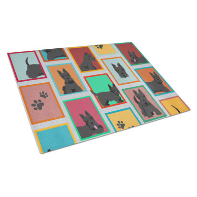 Lots of Scottish Terrier Glass Cutting Board Large