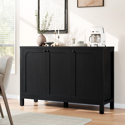47" Modern Sideboard Cabinet | Black Arched Design With Anti-tip Kit, Fsc-certified Storage For Living Room, Entryway & Tv Stand