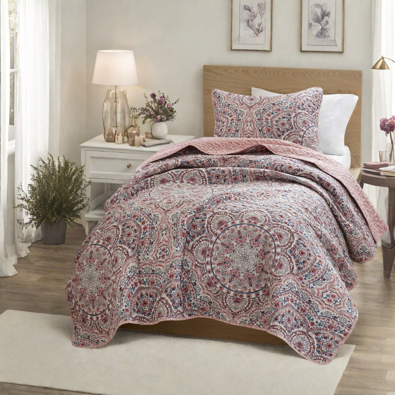 Ensemble de literie réversible toutes saisons à motif floral Boho, polyester, simple