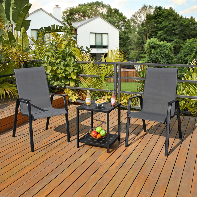 Stacking Patio Dining Armchair, Grey