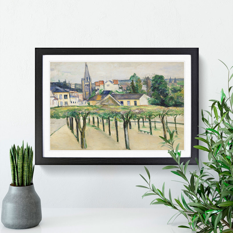 Village Square by Paul Cezanne - Picture Frame Painting, 36cm H x 48cm W x 2cm D, Black