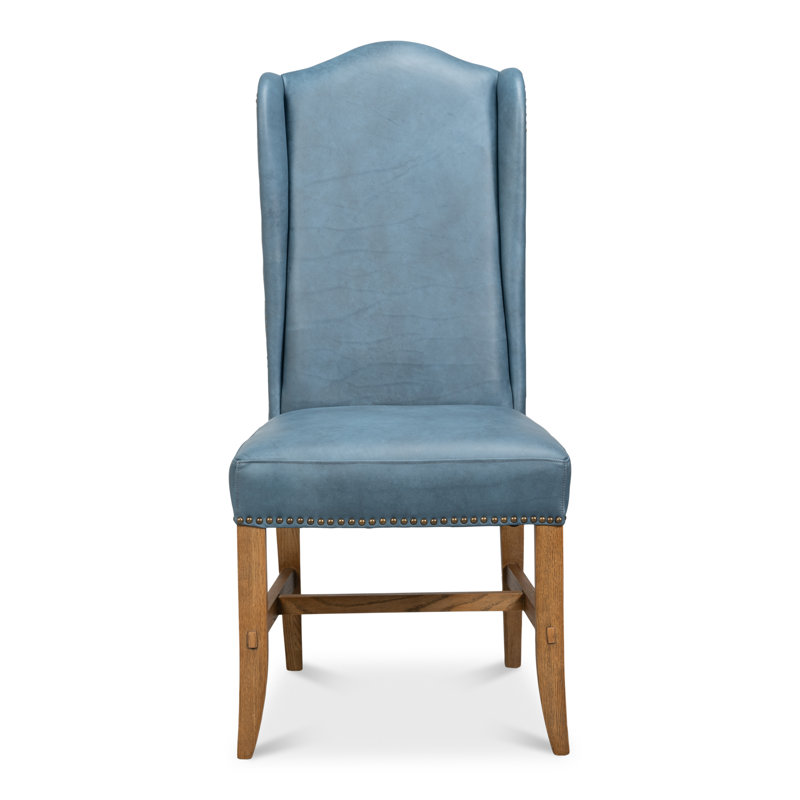 Leather Dining Chair, Light Blue