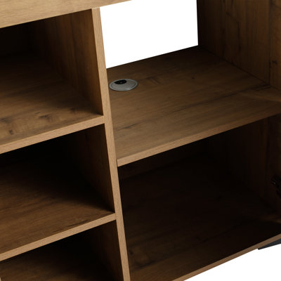 Meuble-lavabo de salle de bain de 122 cm (48 po), autoportant, portes à fermeture amortie, étagères de rangement ouvertes, contreplaqué de haute qualité, design moderne.