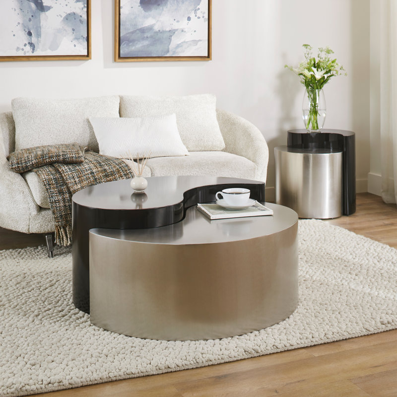 Table basse Addington, Noir et argent