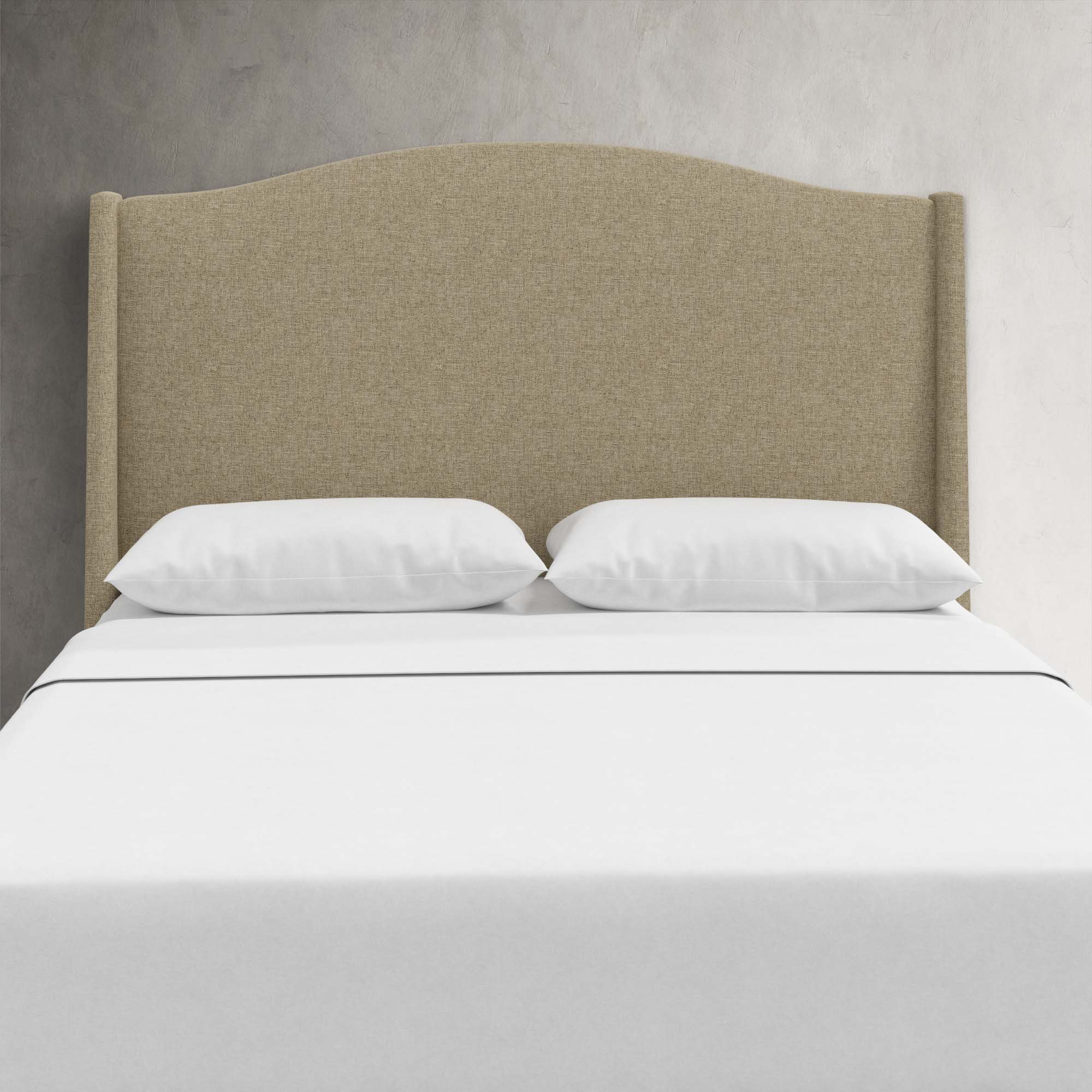Byrd Upholstered Wingback Headboard, Zuma Natural Textured Linen, Queen