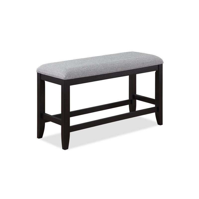 1Pc Transitional  Finish Fabric Upholstered Counter-Height Dining Bench, Gray, Brown