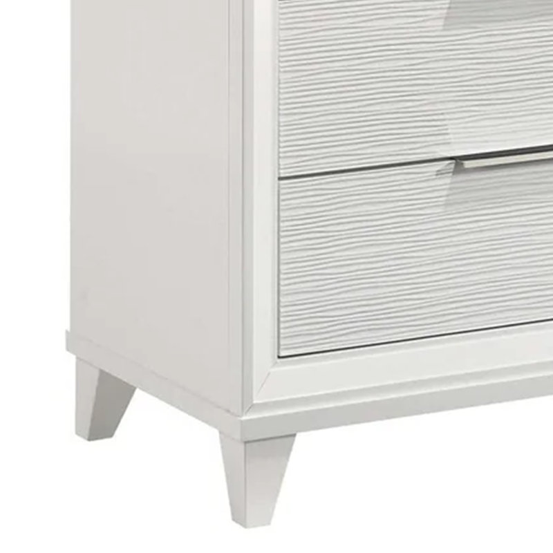 Commode haute à 5 tiroirs Ressy, bois blanc contemporain, 37.4"H x 27.3"W x 12.6"D