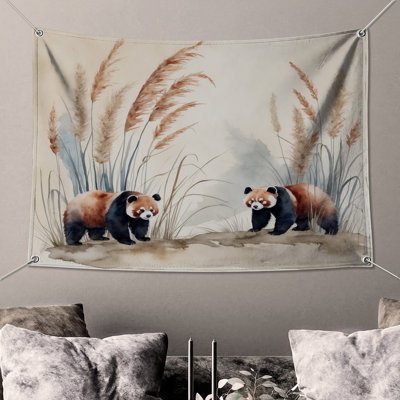 Red Panda Illustration Wall Tapestry - Red Panda Wall Decor