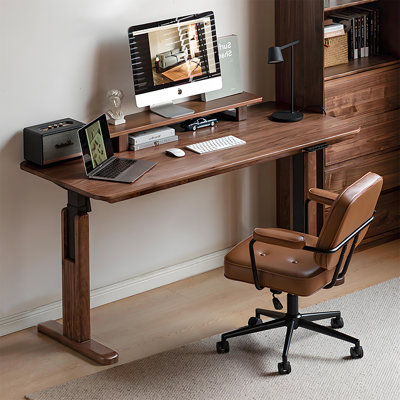47.24"Black Walnut Wood Smart Electric Height-Adjustable Desk