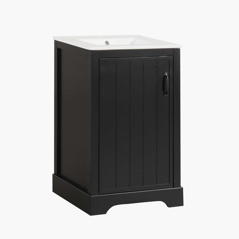 Meuble-lavabo polyvalent avec plusieurs options de rangement et fabrication durable, Noir, noir, noir, noir