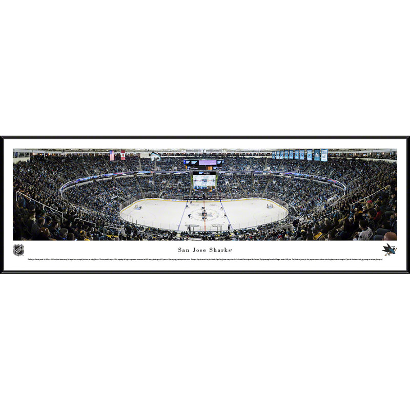 " San Jose Sharks " by James Blakeway, White, 13.75" H x 40.25" W x 0.88" D