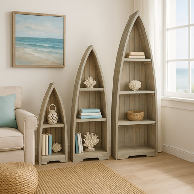 Keasal 77'' H x 21.5'' W Solid Wood Boat Bookcase