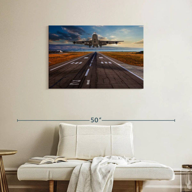 Décollage de l'avion Mehar, H 24 po x l 36 po