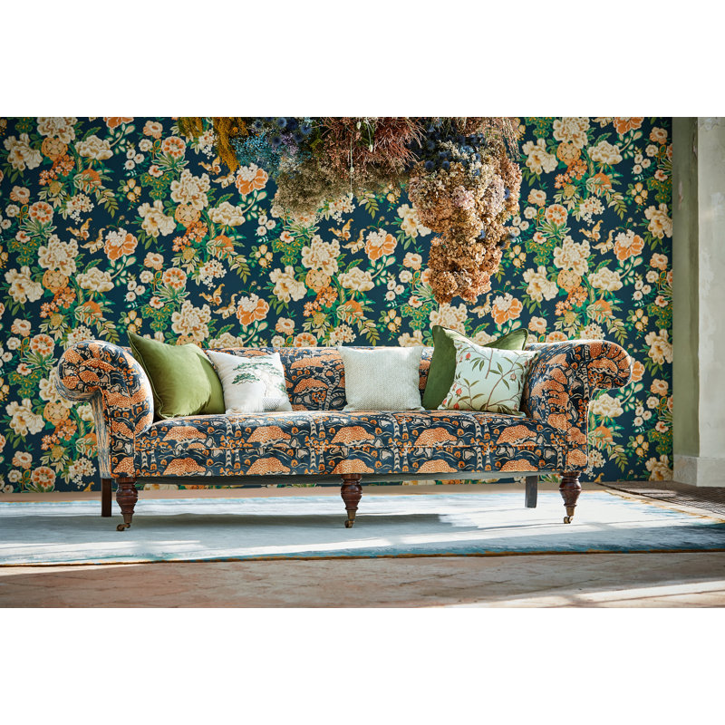 Bonsai & Gingko Fabric, Midnight/Orange