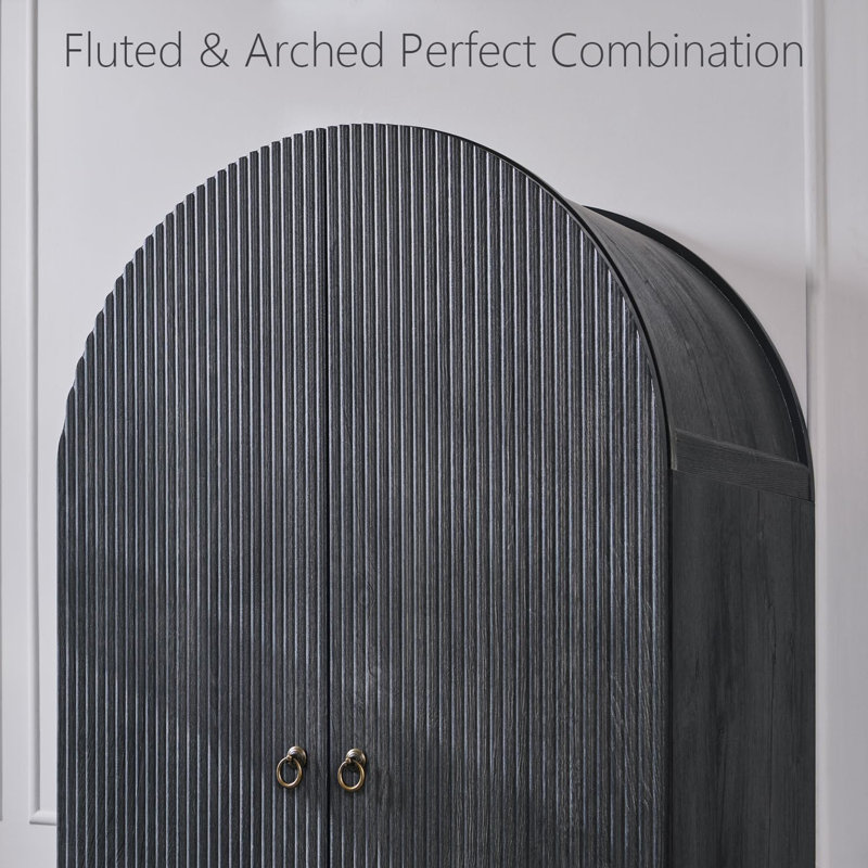  Armoire de rangement 71 po pour salle de bain moderne, arquée, avec 4 tablettes et 2 tiroirs, Gris