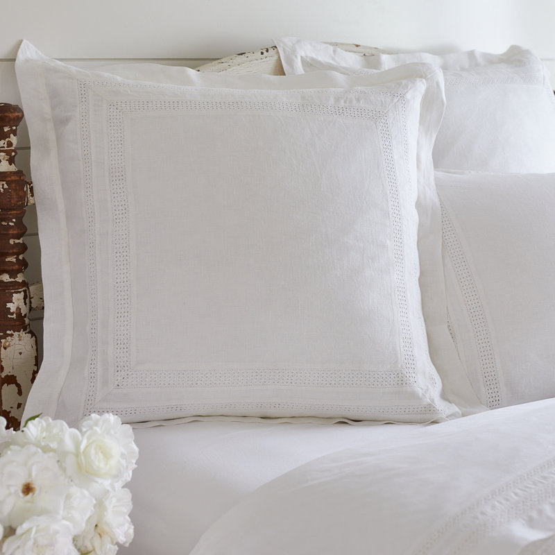 Dorset White Linen Sham, Euro