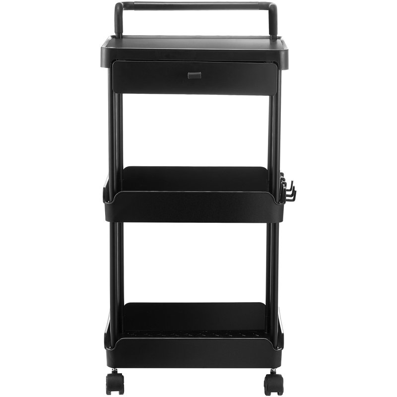 VEVOR 3-Tier Rolling Utility Cart with Drawer, Kitchen Cart with Lockable Wheels