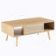 Table basse en rotin de 41,34 po, table basse, table basse en bois, table basse moderne, avec rangement à porte coulissante-1994606119