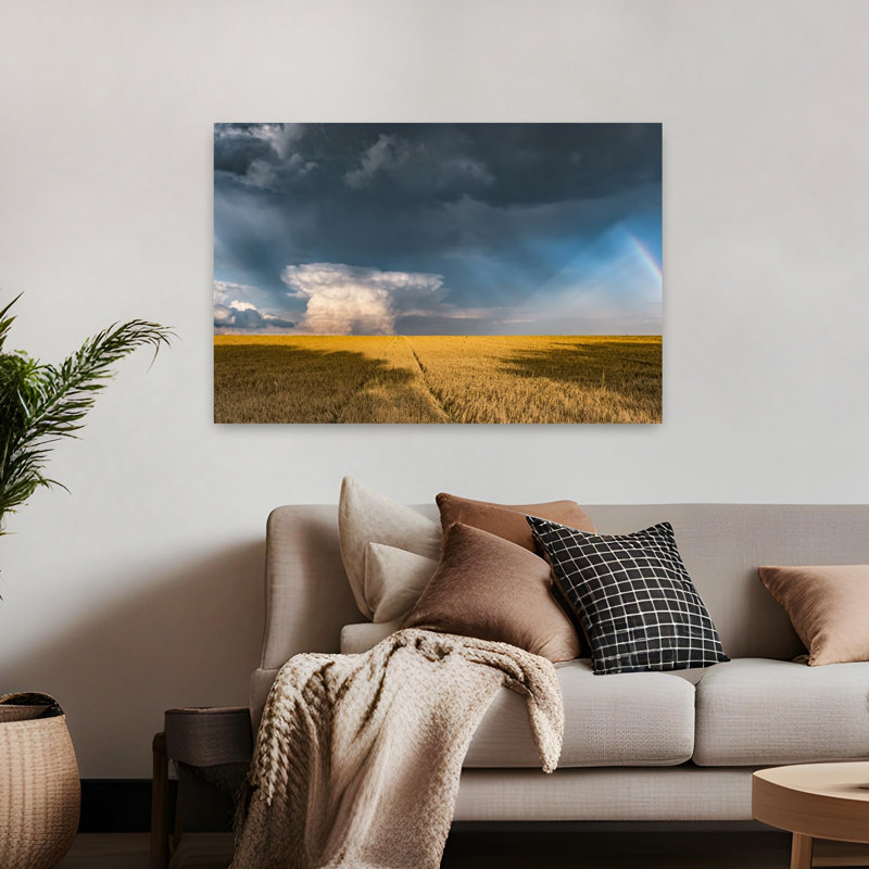 «And And Thunder», art contemporain mural, paysage abstrait, H 32 po x l 48 po