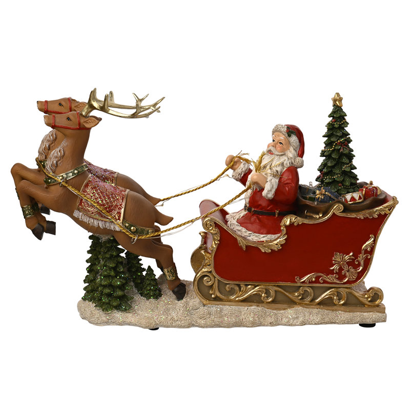 Regal Tidings Santa's LED Sleigh with Reindeer