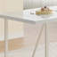 Ensemble de table de salle à manger en MDF blanc crème avec chaises sans accoudoirs. Le dossier de la chaise de salle à manger est conçu avec de multiples rayures verticales, ajoutant une atmosphère chaleureuse à votre famille.-1205893951