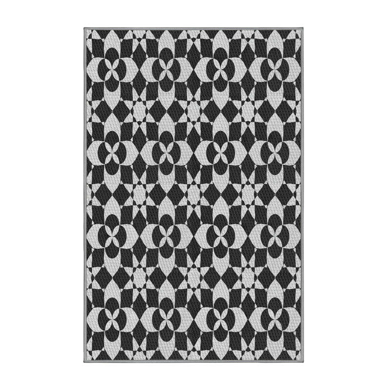 Tapis décoratif floral noir romriell, Rectangle 6 pi x 9 pi
