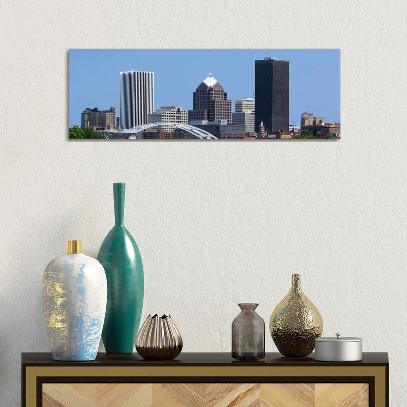 Rochester Panoramic Skyline Cityscape 1 Piece Wrapped Canvas Panoramic Wall Art