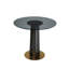 Table de ronde ronde moderne - plateau en verre trempé de 85 cm, pieds en bois noir avec base en métal doré