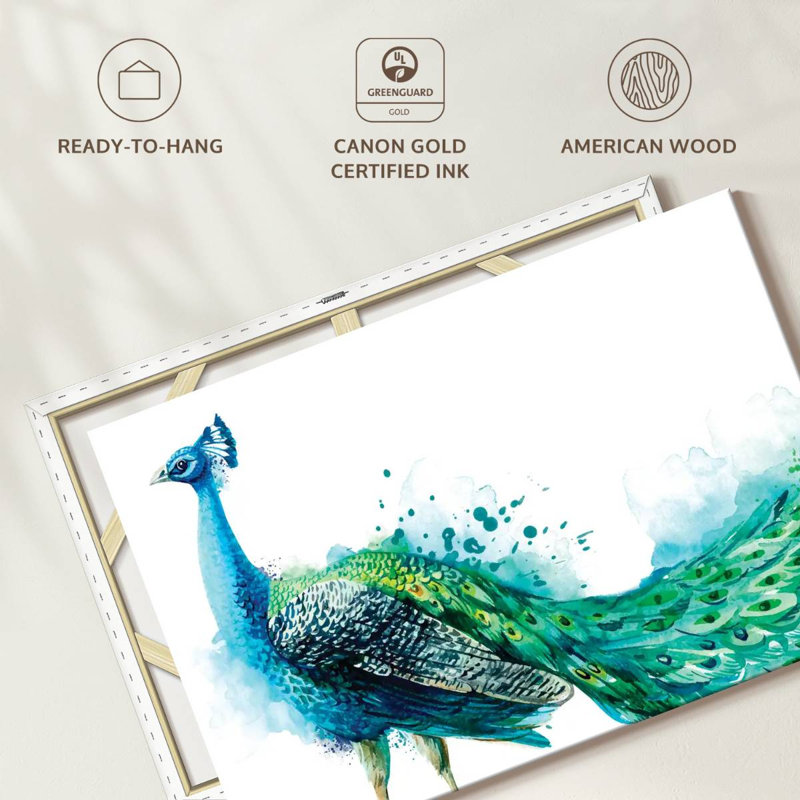 Proud Peacock Splash, H 26 po x l 39 po x P 1,25 po