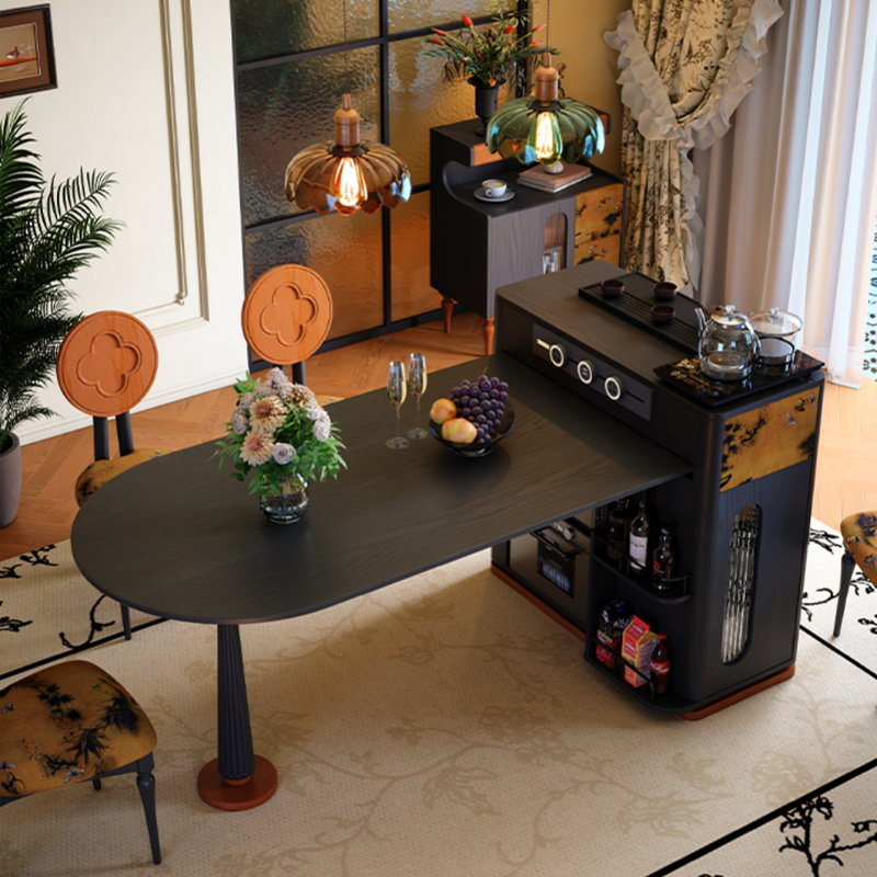 Table de salle à manger française rétro en bois massif noir