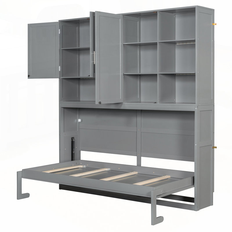 Lit escamotable polyvalent et peu encombrant avec caractéristiques avancées et design élégant, gris