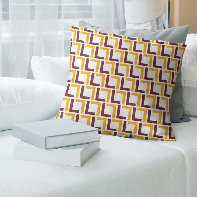 Housse de coussin Washington Washington, Blanc / brun / jaune, Simili daim, 26 po x 26 po