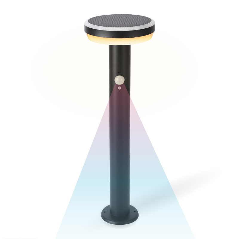 Outdoor Solar Circular Metal Pathway Light With Motion Sensor