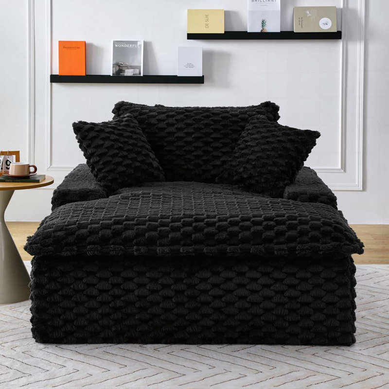 Méridienne en tissu Corduroy, Noir