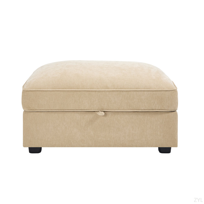 Chenille Comfort Elegance Ottoman, Beige