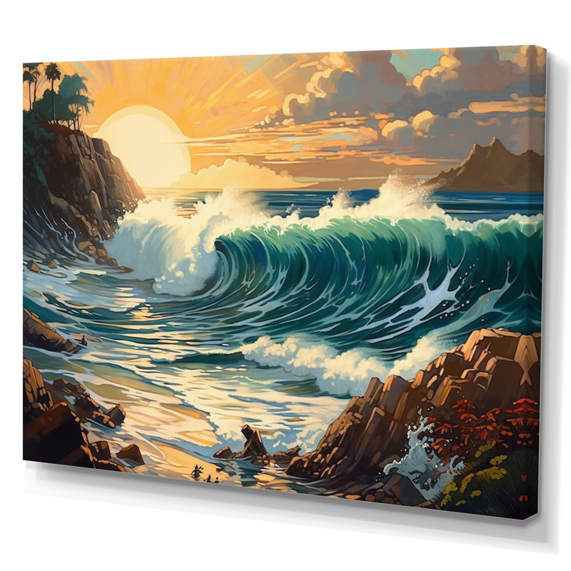 Bright Sun Majestic Waves II sur impression sur toile, H 24 po x l 32 po x P 1 po, Toile tendue
