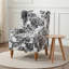 Ensemble 2 pièces de fauteuil d'appoint à oreilles et de table d'appoint ronde en bois d'hévéa-1428402689