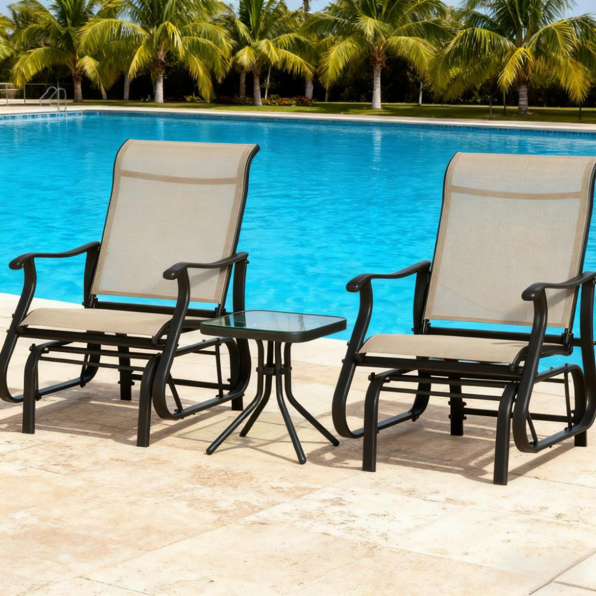 Outside Steel Rocker Latitude Run® Compact Steel Patio Rockers & Gliders Set For Modern ...
