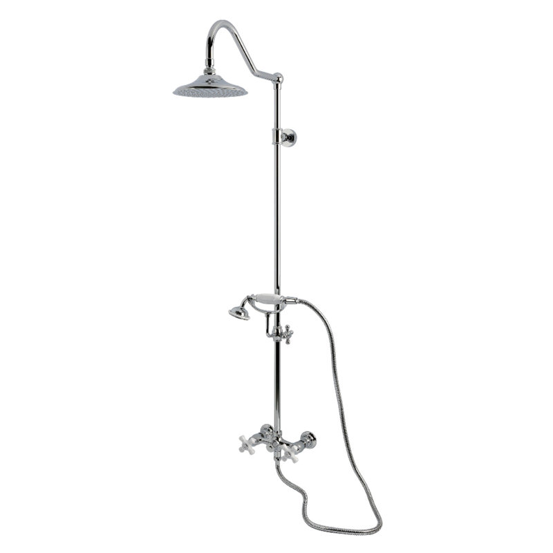 Kingston Brass Kingston Wall Mount Rain Drop Shower System with Hand Shower, Polished Chrome