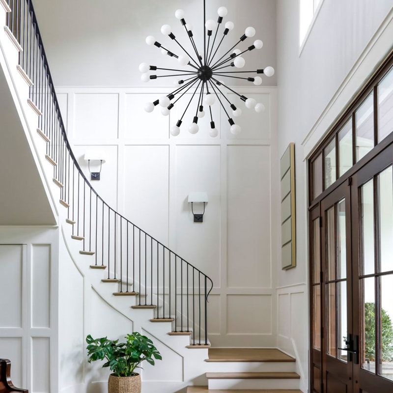 32-Light Modern Black Sputnik Chandelier For Dining Room Living Room Bedroom Kitchen Island Hallway Foyer, 32 Light - 47"