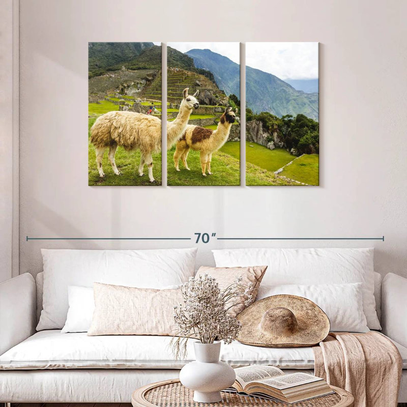 Machu Picchu Llamas, 28" H x 45" W