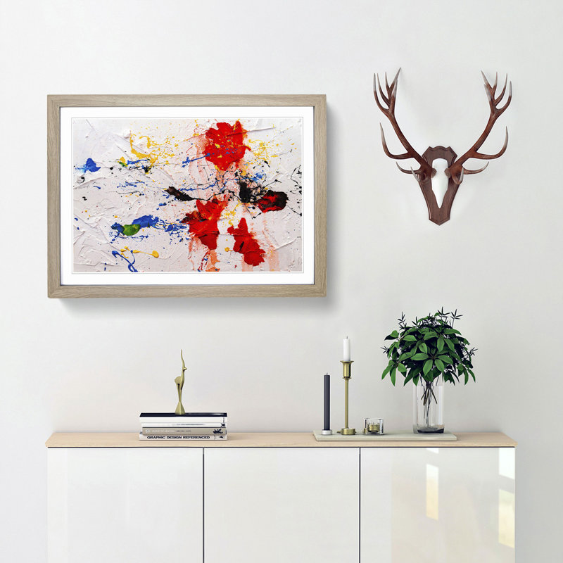 Abstract Art Painting Vol.452 by S.Johnson - Picture Frame Painting Print, 27cm H x 36cm W x 2cm D, Oak Framed