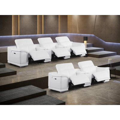 Lily 8 Piece 5 Power Top Grain Italian Leather Home Theatre Seating