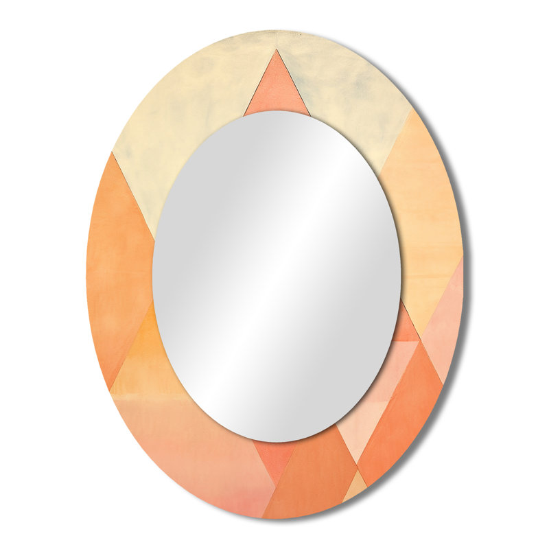 Peachy Pyramids Shapes - Miroir mural ovale moderne rose, 43 po x 33 po