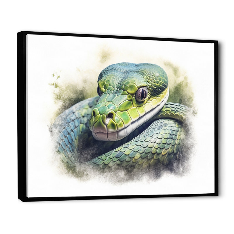 " Wild Snake II ", Black Floater Framed, 16" H x 32" W x 1" D